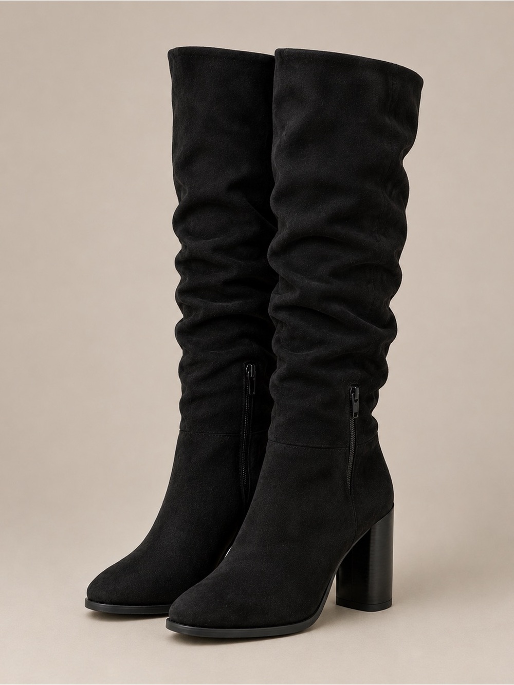 Juliet Holy Black Knee High Slouch Boots Size 9 Wide Calf